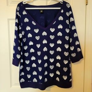 Torrid Blue/Purple Heart sweater. Size 1x
